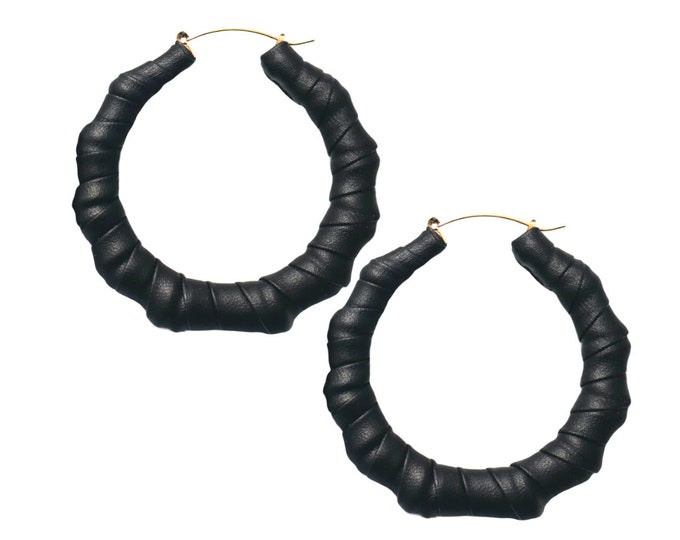 Midnight Faux Leather Bamboo Hoopz |