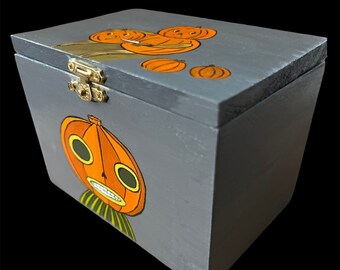 Decoración Over The Garden Wall / Caja de memoria Over The Garden Wall / OTGW fan art / Regalo de Navidad / Caja de recetas de madera / Dibujo Over The Garden Wall