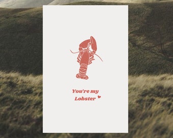 Valentine’s Day card digital print with lobster