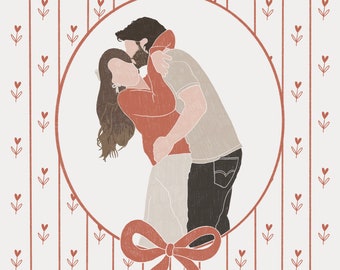 Custom digital portrait for Valentine's Day (2person) Valentine's Day postcard, poster, portrait