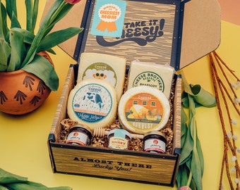 Cheese Bros. "World's Cheesiest Mom" Gift Pack | Fresh from Wisconsin | Mom's Birthday or Mother's Day Gifting Idea | Cheese, Jam, and Honey