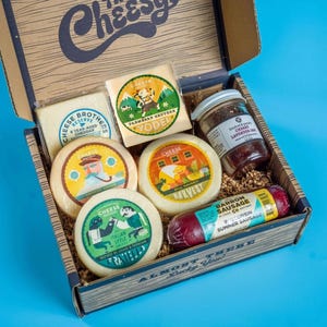 Cheese Brothers Charcuterie Gift Box | Made in Wisconsin | Assorted Cheeses, Artisan Jam and our Barron County Summer Sausage