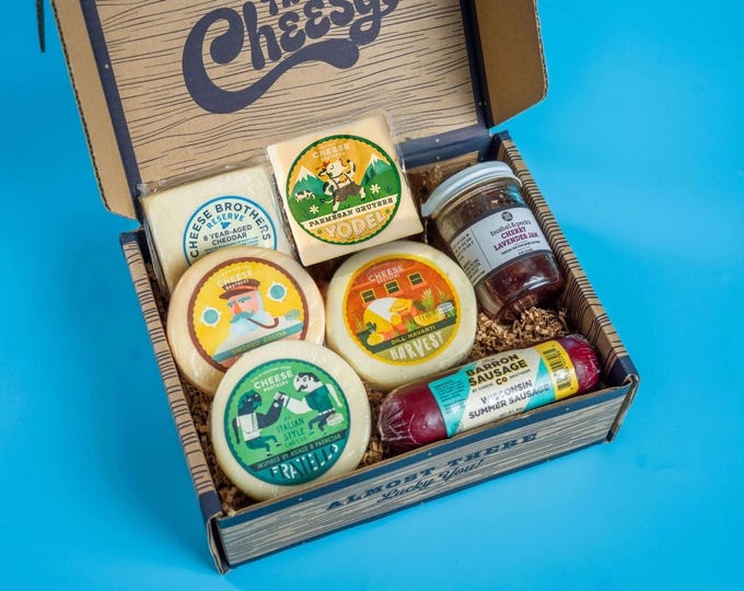 Cheese Brothers Charcuterie Gift Box | Made in Wisconsin | Assorted Cheeses, Artisan Jam and our Barron County Summer Sausage