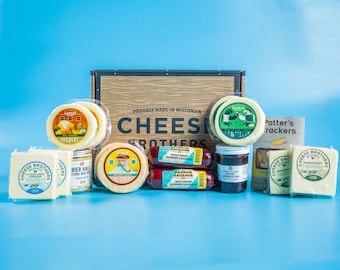 Cheese Bros. Deluxe Charcuterie Gift Box | Fresh from Wisconsin | Includes Goudas, Jams, Summer Sausage etc | Foodie & Host Gifting Idea