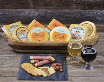 Cheese Brothers Smoked Favorites Box | Made in Wisconsin | Includes Smoked: Mozzarella, Provolone, Bourbon Gouda, Cheddar and Gouda