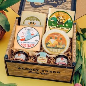 Paquete de regalo "La mamá más quesosa del mundo" de Cheese Bros. / Recién llegado de Wisconsin / Idea de regalo para el cumpleaños o el Día de la Madre / Queso, mermelada y miel