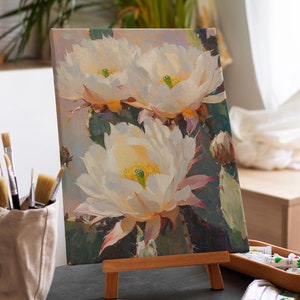 Kit per dipingere con i numeri per adulti Cactus Blossom - Arte su tela fai da te per il relax