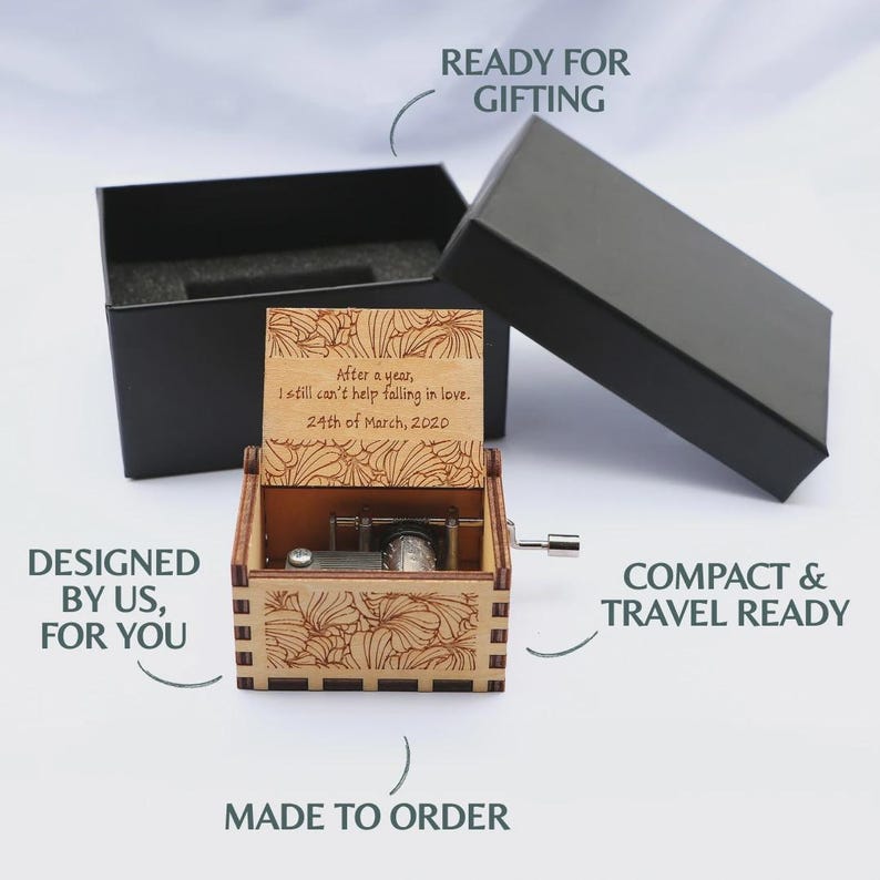 Personalized Wooden Music Box | Engraved Keepsake, Custom Song - Etsy