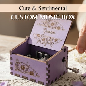 Personalized Floral Engraved Music Box | Custom &#39;You Are My Sunshine&#39;