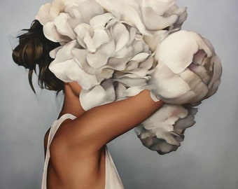 DIY Painting by Numbers: Girl with Flowers, Linen Canvas Kit