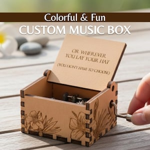 Tropical Flower Music Box | Personalized Engraved Wood Gift