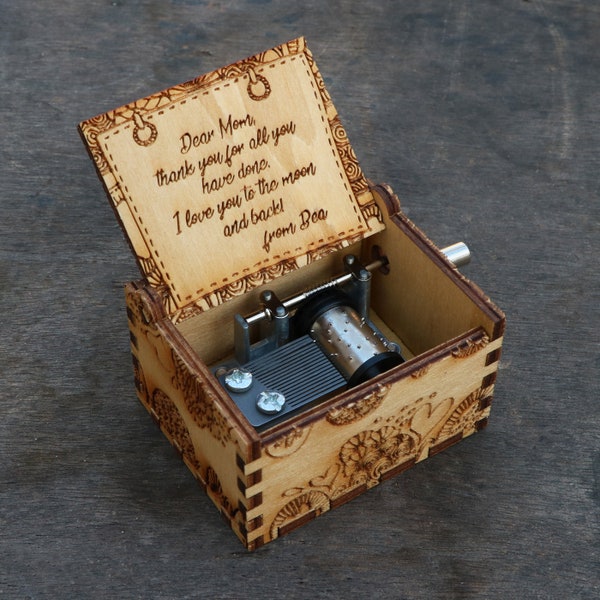 Custom Handcrafted Music Box with 48 Songs! - Memorable Gift for Birthday, Valentine, Anniversary, Graduation, Christmas, Wedding