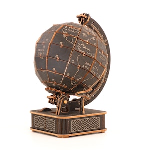 DIY Holz Globe Kit - Bauen Sie Ihr Eigenes Rotating World Decor