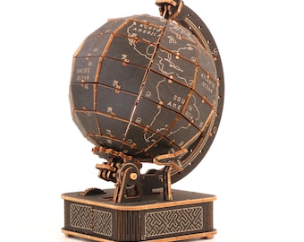 DIY Wooden Globe Kit - Assemble Your Own Rotating World Decor