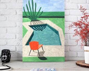 Painting by numbers kit: Tropical pool summer paradise