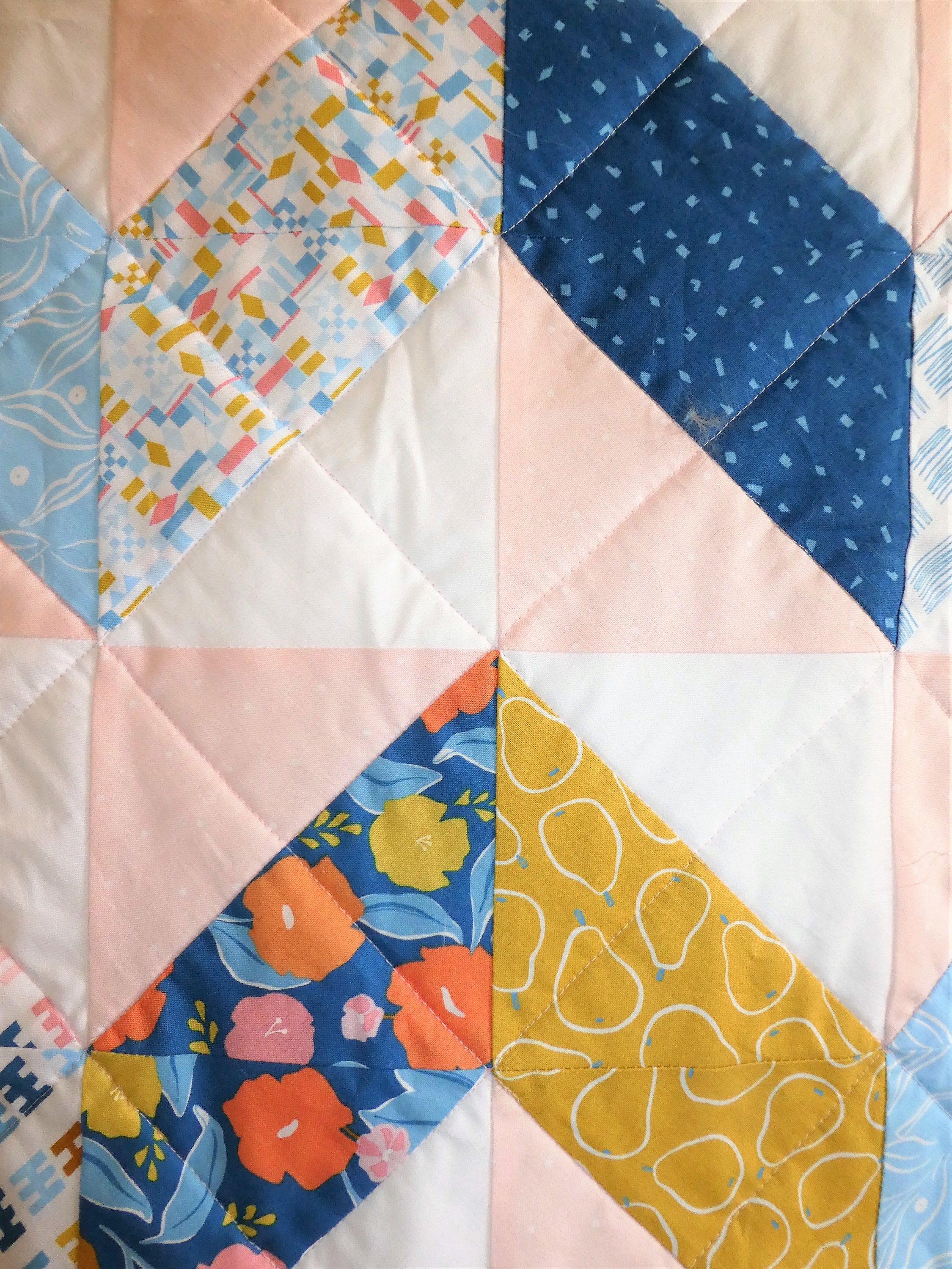 Childrens, Nursery, Toddler Bed Quilt, Herringbone, Floral, Pretty in