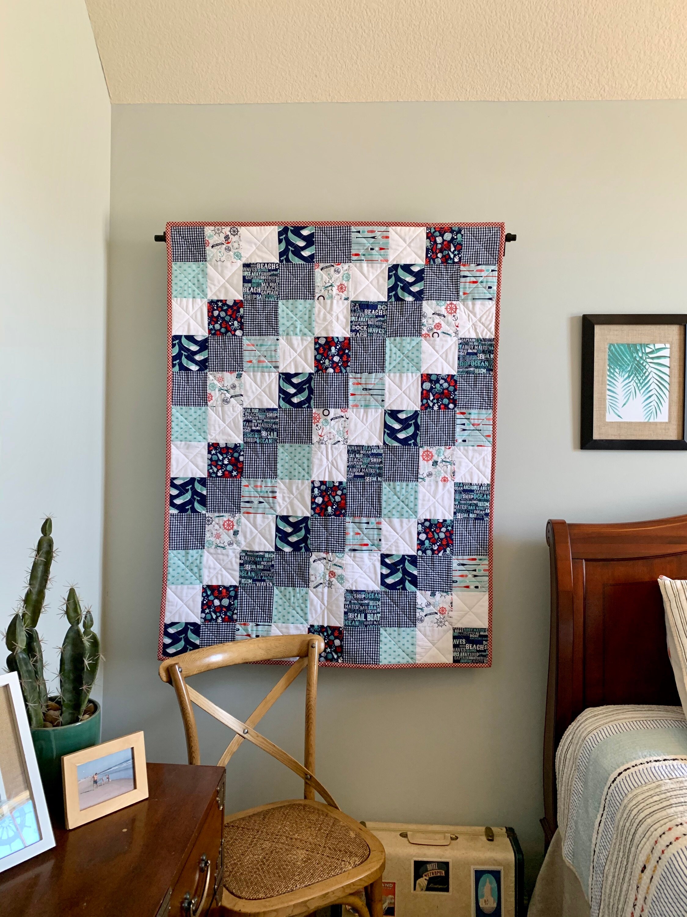 Childrens, Nursery, Toddler Bed Quilt, Lap Throw, Seaside, Ocean