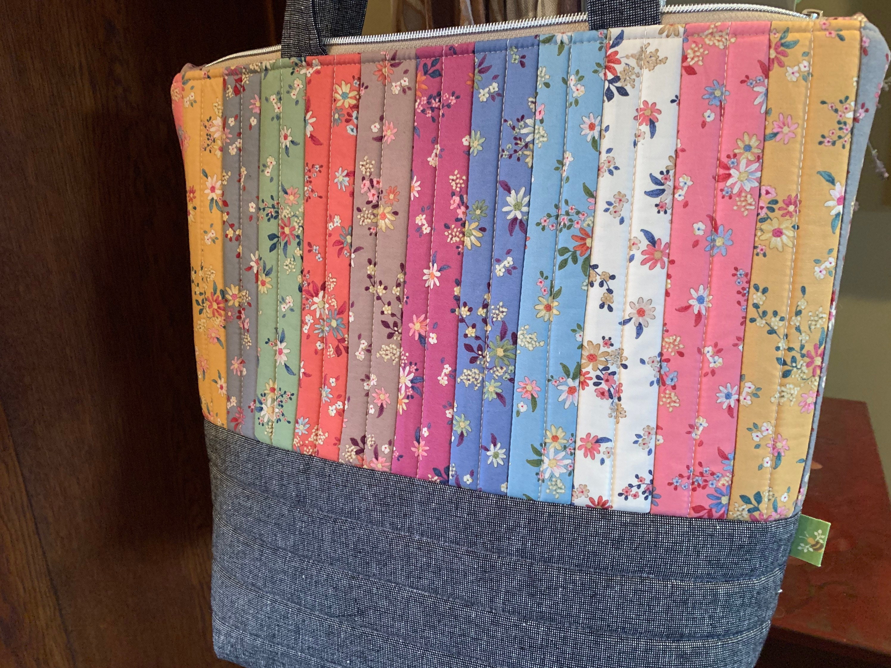 Zippered Tote Bag-quilted Tote-multi Color-bag-crafting-sewing-knitting-crochet-organizer-book ...