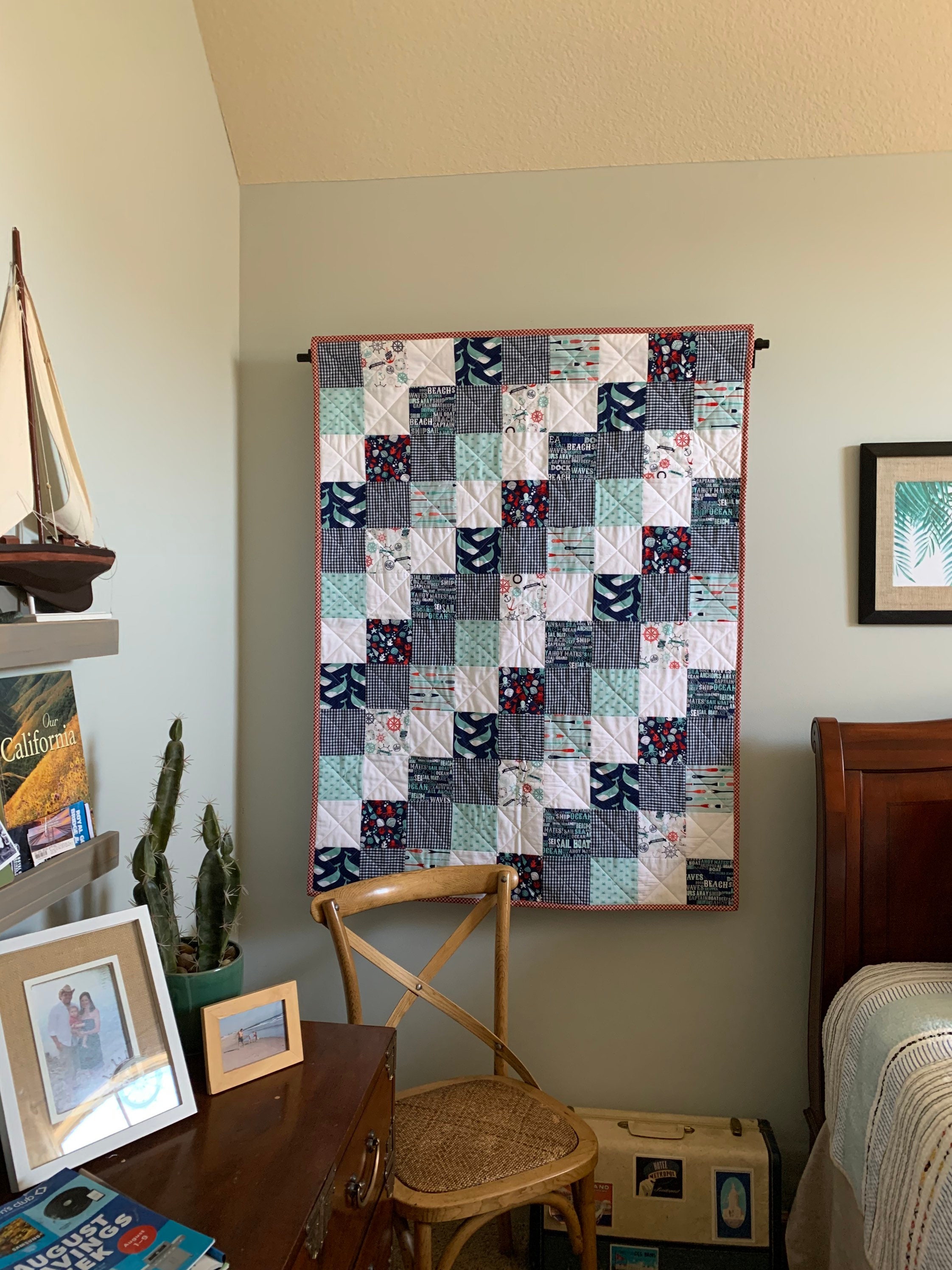 Childrens, Nursery, Toddler Bed Quilt, Lap Throw, Seaside, Ocean