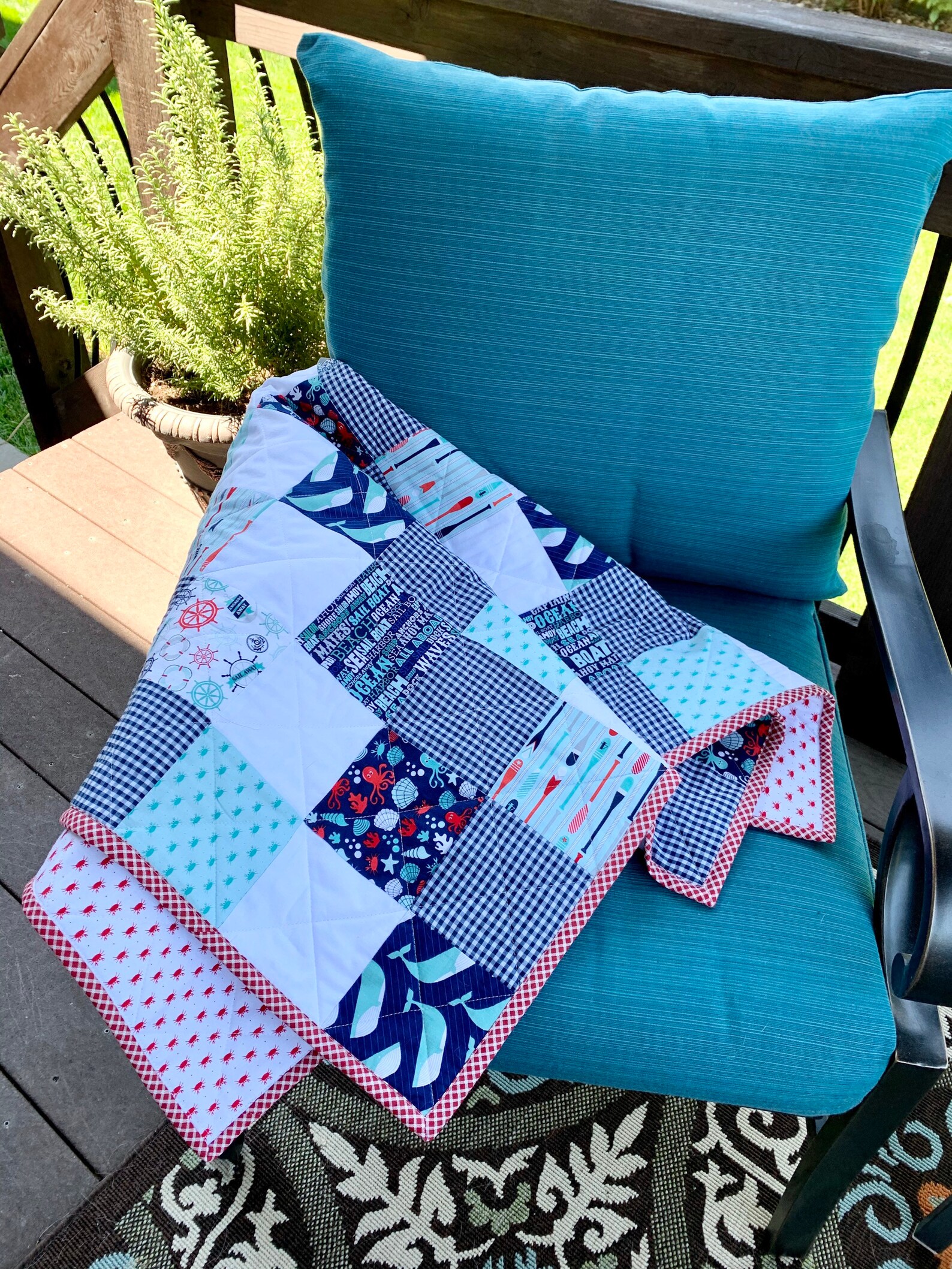 Childrens Nursery Toddler Bed Quilt Lap Throw Seaside Etsy