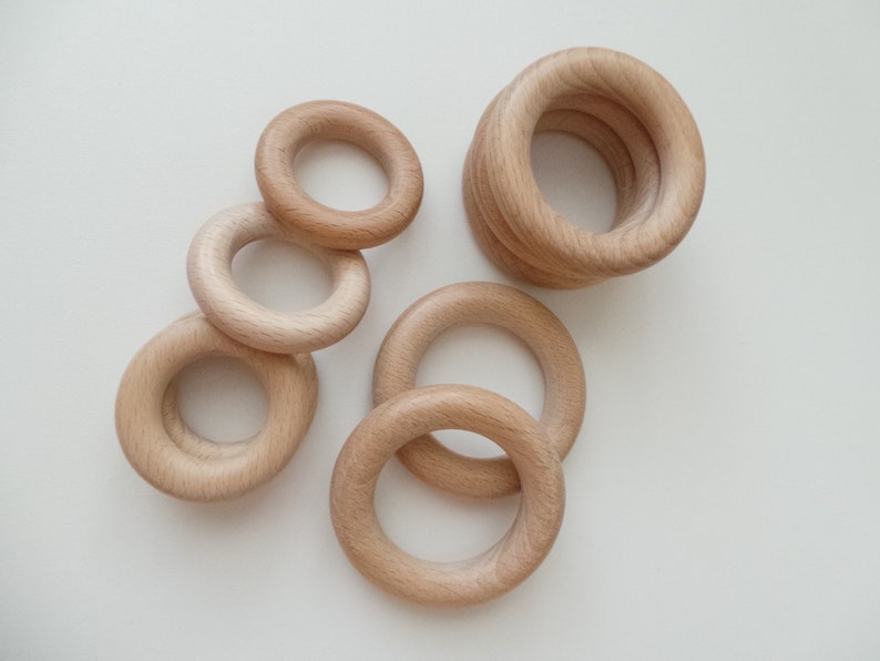 Wooden Teething Rings 40MM 55MM 70MM High Quality Natural Etsy UK
