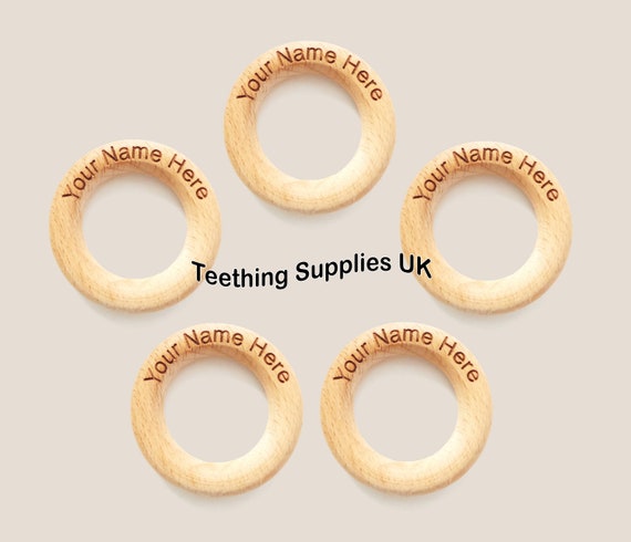 Personalised wooden teething ring sales