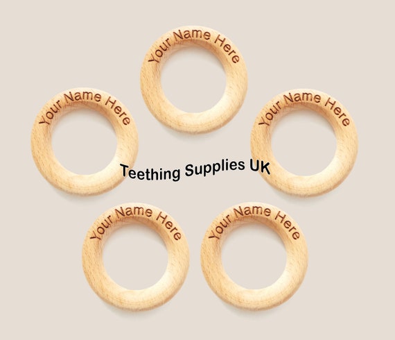 Unfinished Solid Natural Wooden Teething Ring Wood Circle Rings