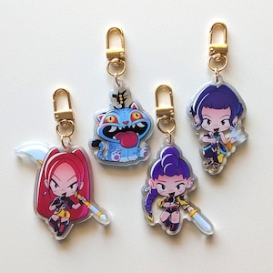 KPop Demon Hunters Keychains (Rumi, Mira, Zoey, Derpy the tiger and Sussy the bird)