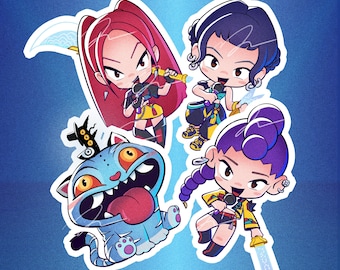 KPop Demon Hunters Stickers (Rumi, Mira, Zoey, Derpy the tiger and Sussy the bird)