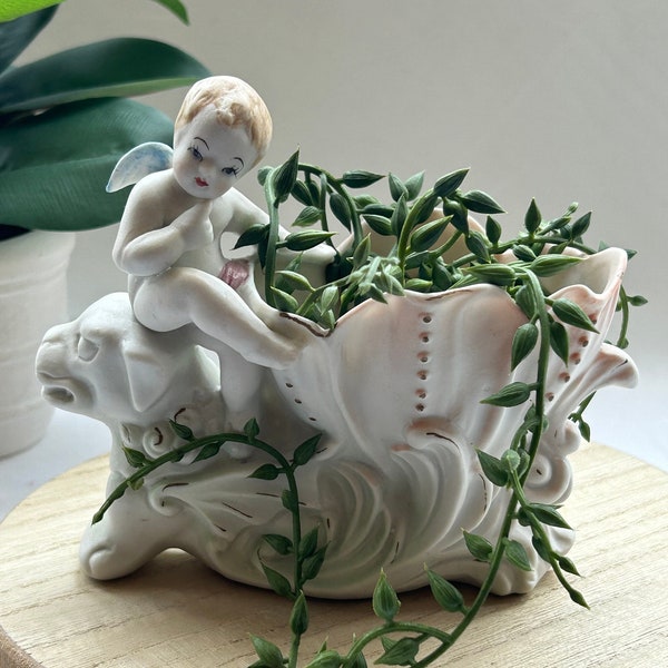 Vintage Planter Angel/Cherub with Foo Dog Occupied Japan Succulent Planter So Cute!