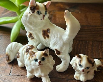 Vintage Miniature Skunk Family Figurines Bone China Made in Japan