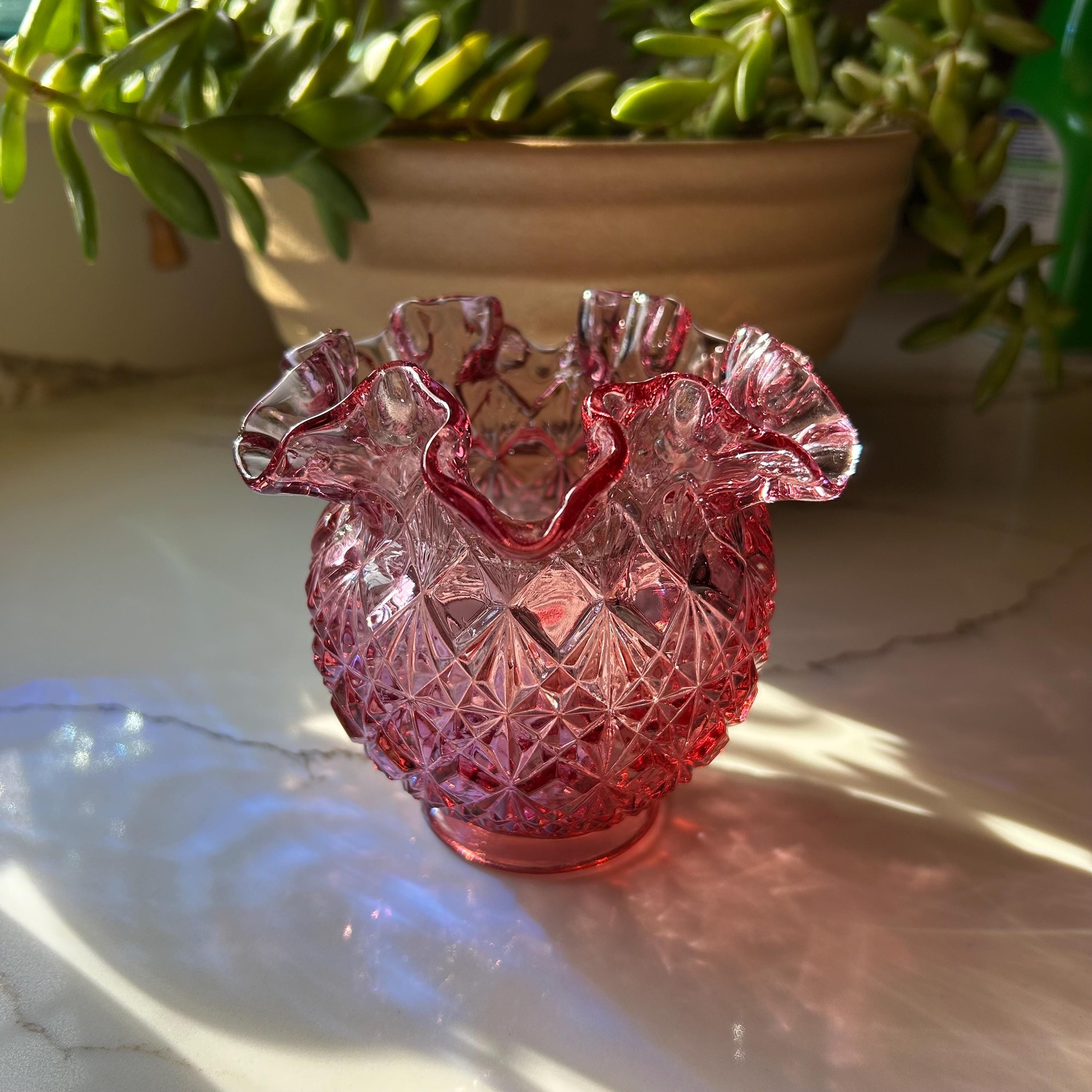 Fenton Pink Vase - Etsy