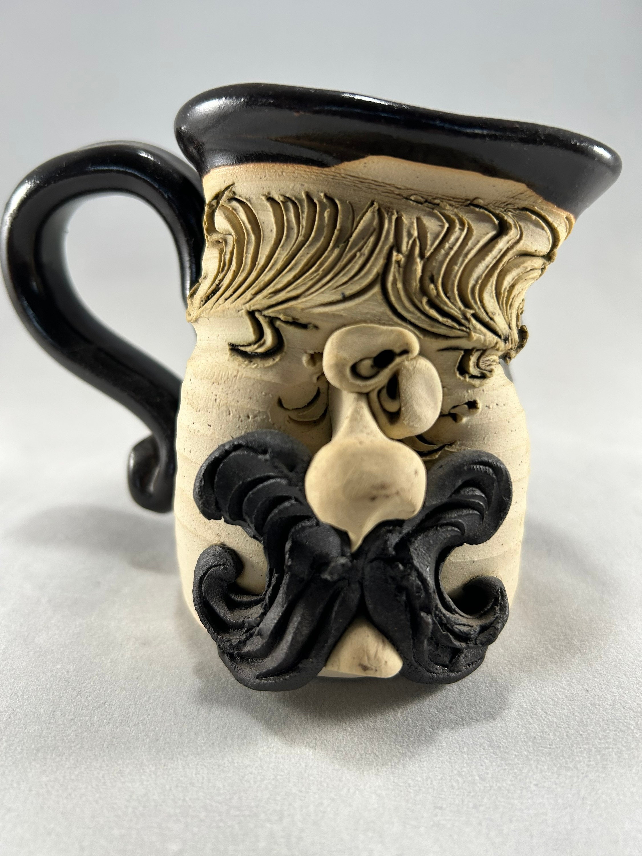 Ugly Face Pottery 3D Man With Mustache Mug – Mug Barista