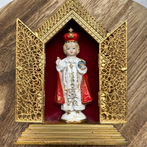 Vintage Religious Shrine, Infant Of Prague Shrine