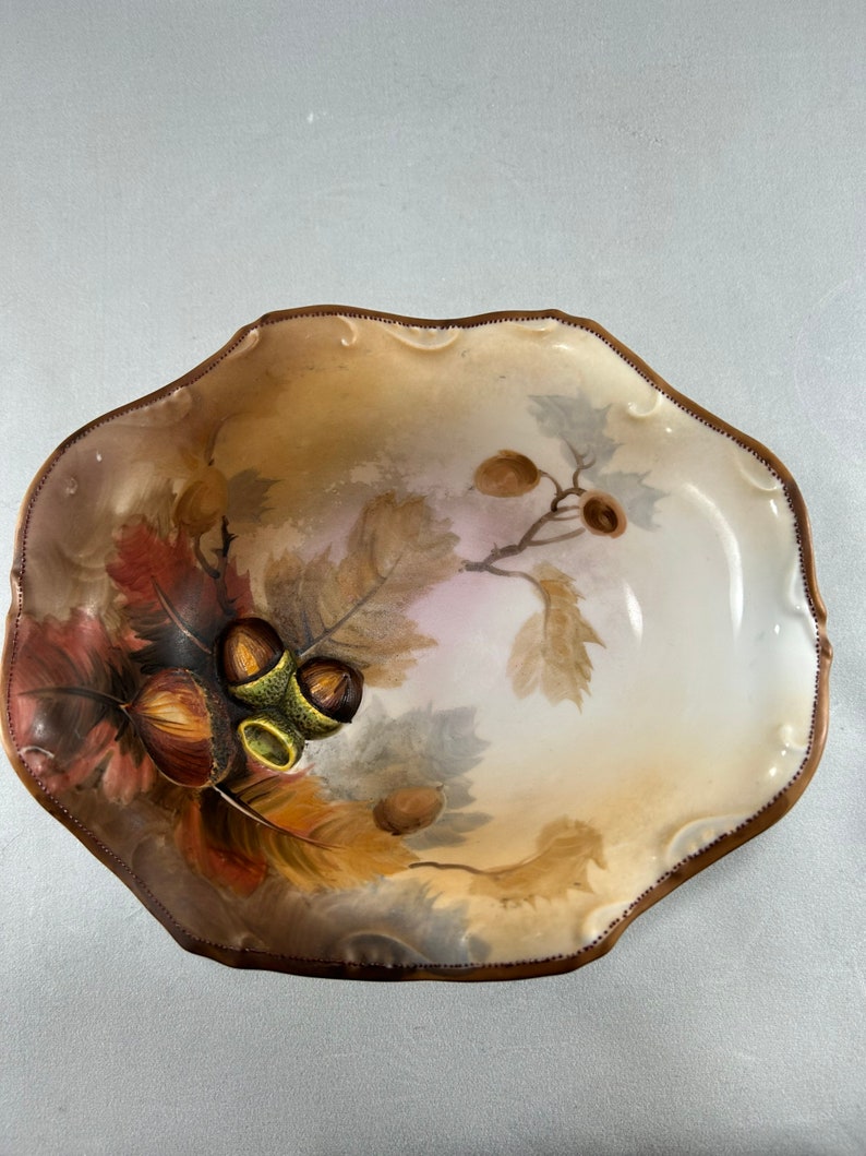 Nippon Morimura Handpainted Moriage Acorn Nut Dish Etsy