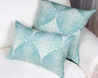 Coral and aqua cushion | Etsy aqua blue coral fan pillow, coastal
