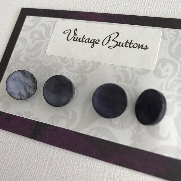 Pretty Shiny Dark Purple Shank Pearl and Shell Look Buttons - Vintage Set of 4  - 10 mm