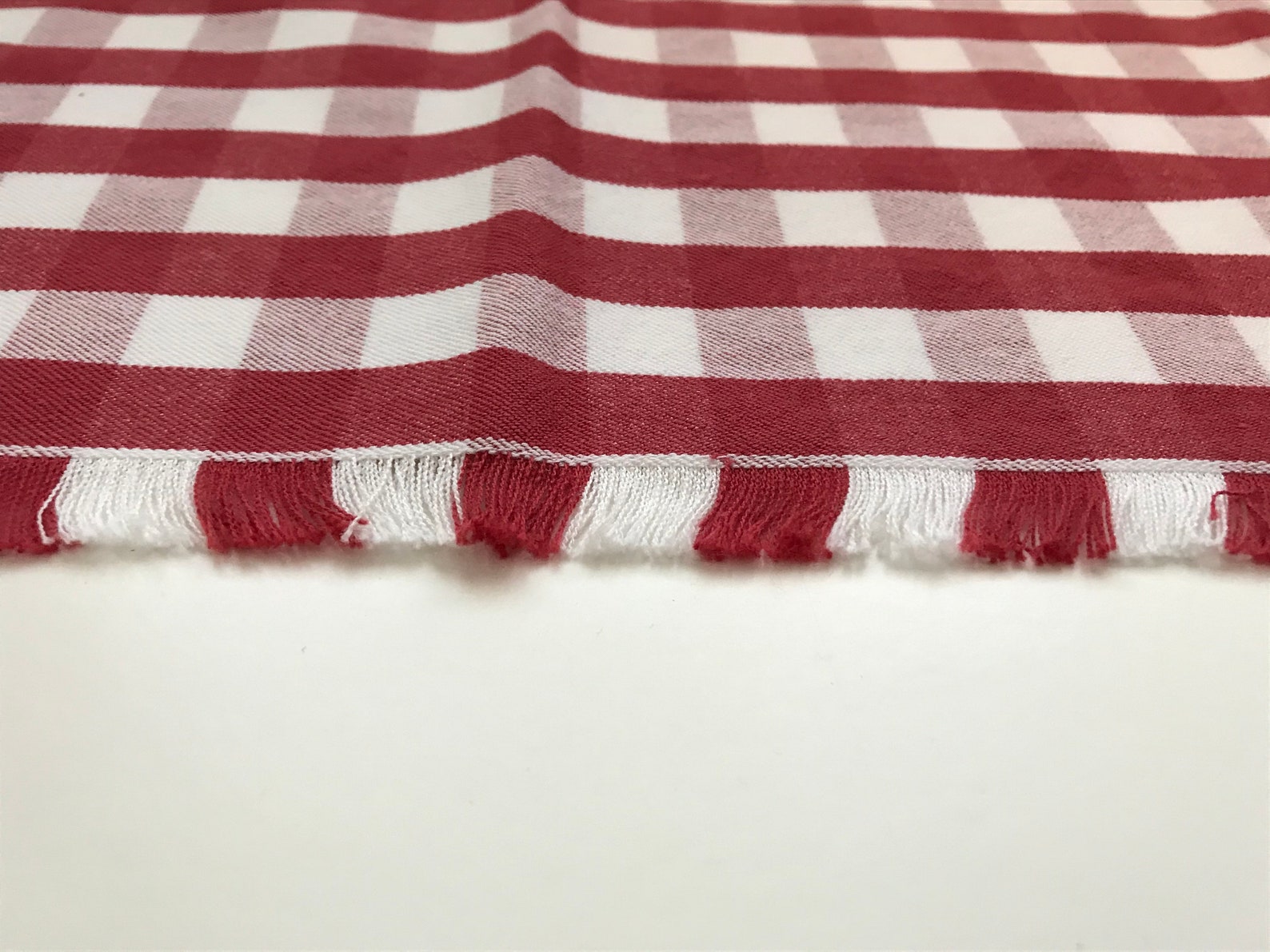 Set of 4 Red and White Checkered Fringed Placemats Summer BBQ Etsy