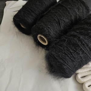 Angora yarn, Black angora yarn, Angora yarn on cone