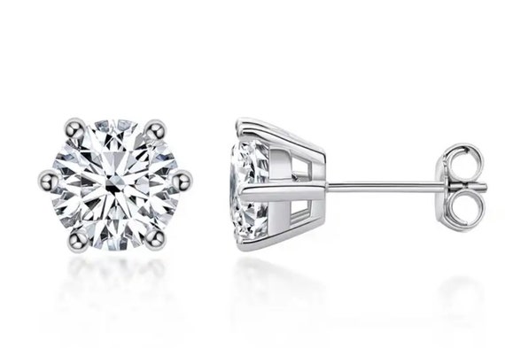 W/Gold Diamond Moissanite Studs