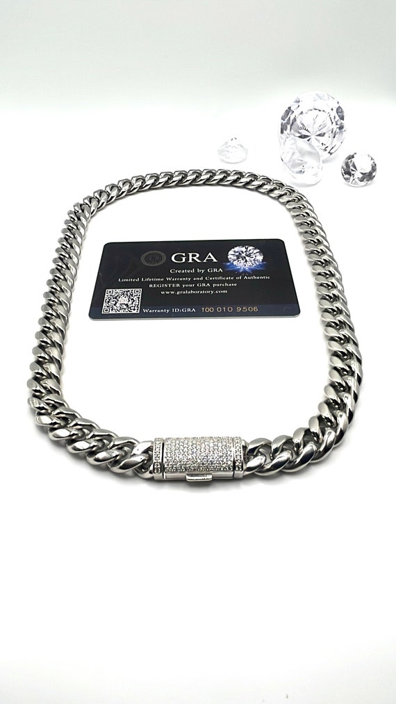 Silver Iced Out Moissanite Cuban Link