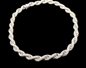 Cadena de cuerda de polvo de diamante plateado