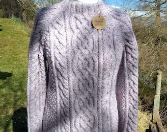 Hand knitted Aran jumper, traditional cable sweater, country wear