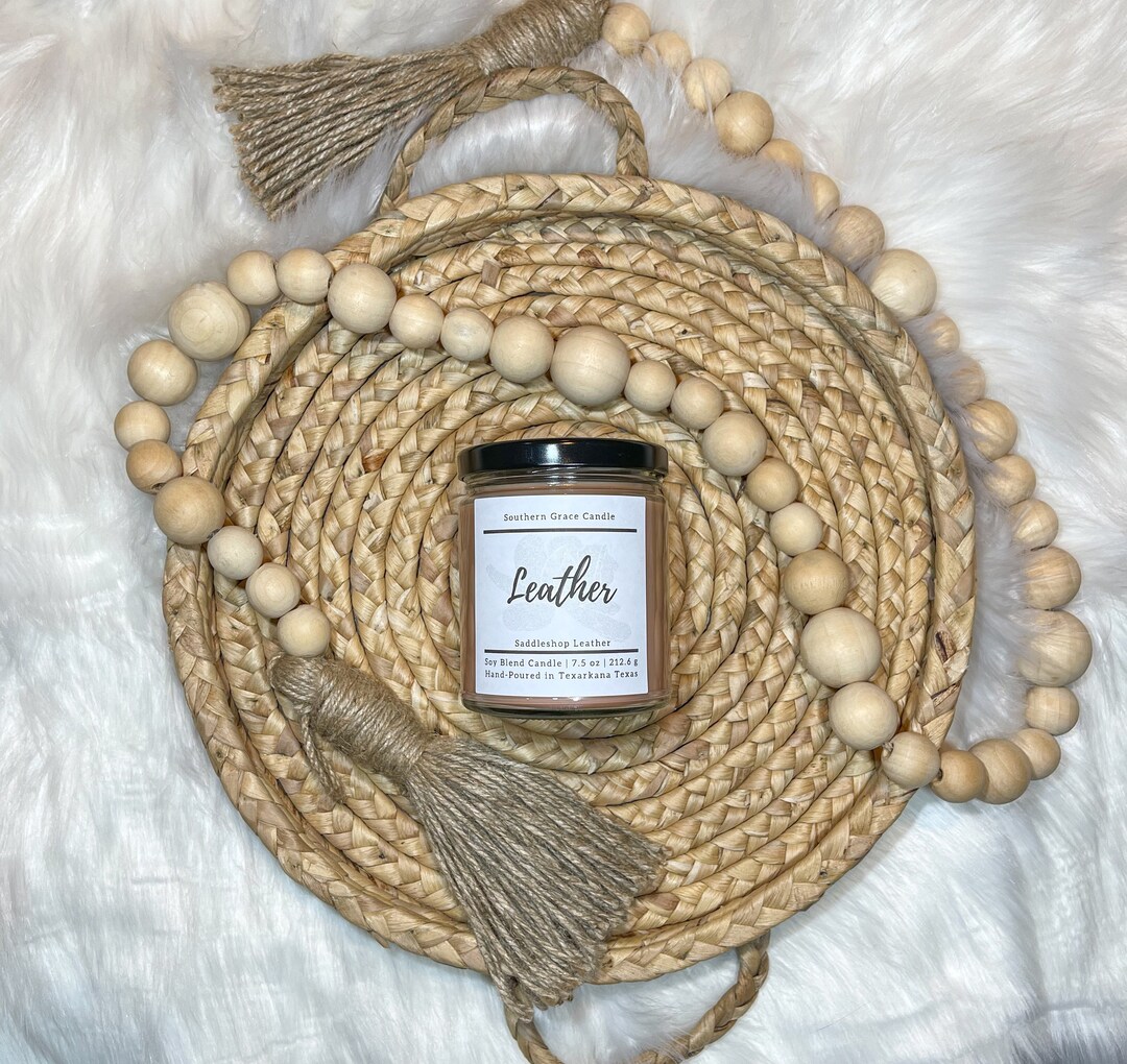 Leather Soy Blend Candle Leather Candle Boot Shop Candle Leather Scented Candle Masculine Candle