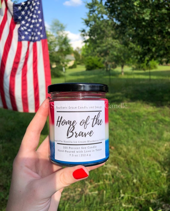 Home of the Brave Soy Blend Candle Patriotic Red White & Etsy