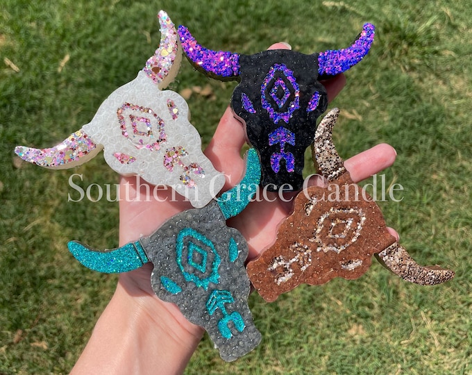Glitter Bull Skull Car Freshie