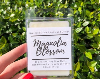 Ceras fundidas con aroma a flor de magnolia, mezcla de soja, flores de magnolia, flores de verano, magnolia