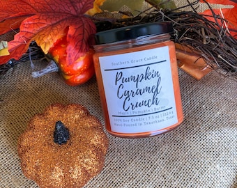 Pumpkin Caramel Crunch Soy Candle | 7.5 Ounce Soy Candle | Pumpkin Candle | Fall Candles | Autumn Candle