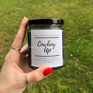 Cowboy Up 7.5 oz Soy Candle | Soy Candle | Masculine Candle | Cologne Candle | Cowboy Candle | Cowboy Up Candle | Candles for Men