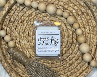 Cera da sciogliere al legno di salvia e sale marino / Cera da sciogliere alla miscela di soia e sale marino e salvia / Cera da sciogliere al legno di salvia / Cera da sciogliere al sale marino / Cera da sciogliere pulita